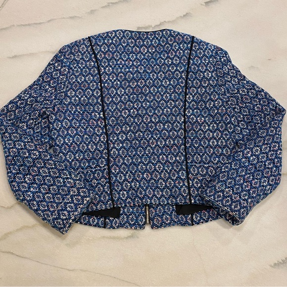 DVF Diane Von Furstenberg Jacket Size 6 Blue White Black Metallic - Picture 9 of 15